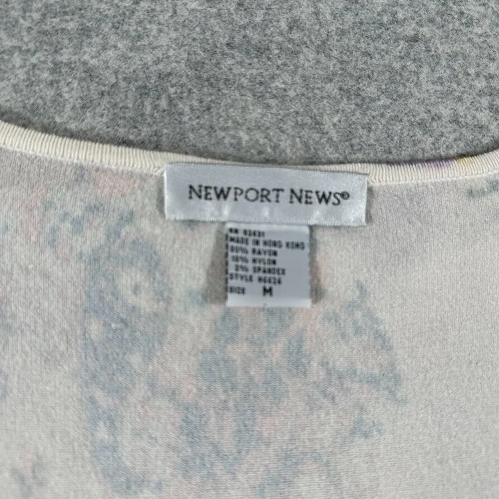 Vintage Y2K Newport News Womens Top Sweater Medium Floral Scoop Neck Sequin - Picture 8 of 14